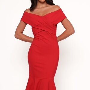 Petal & Pup Off-shoulder Midi Mermaid Dress